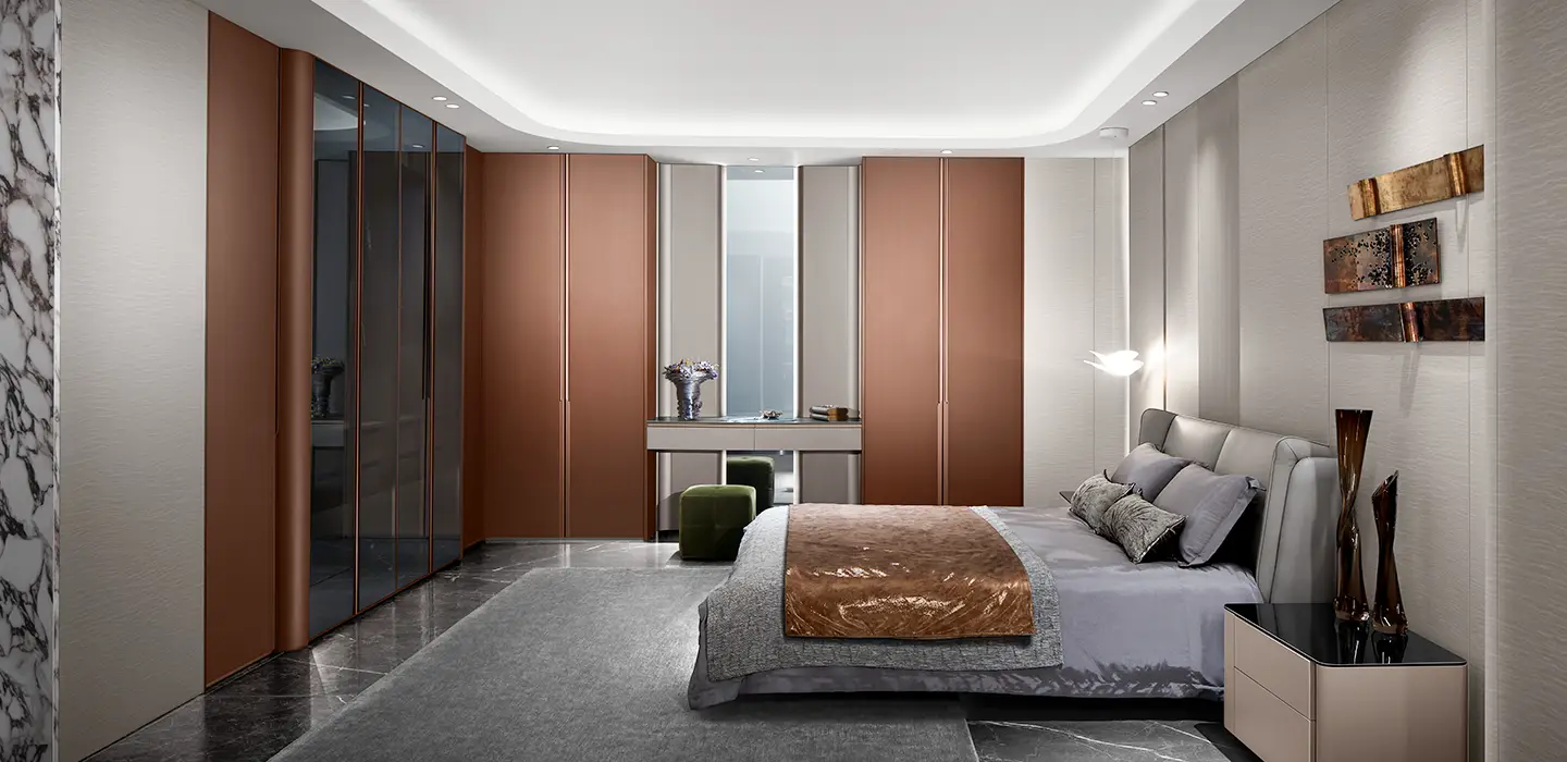 Tủ quần áo cao cấp hiện đại màu đỏ gỉ - Mucha