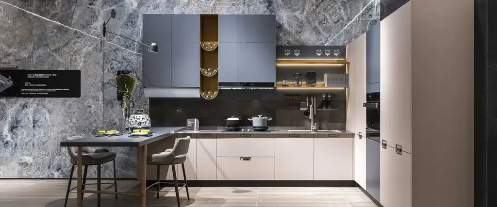 Tủ bếp Melamine màu xanh hiện đại - STARTO