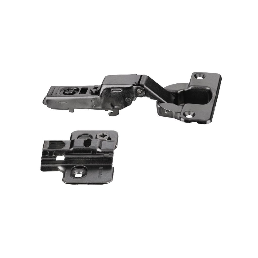 Bản lề có giảm chấn, Lắp trùm ngoài, dùng cho Hafele Slido F-Park71 16B/25B, độ dày cánh cửa 16-19mm, màu đen 408.00.406