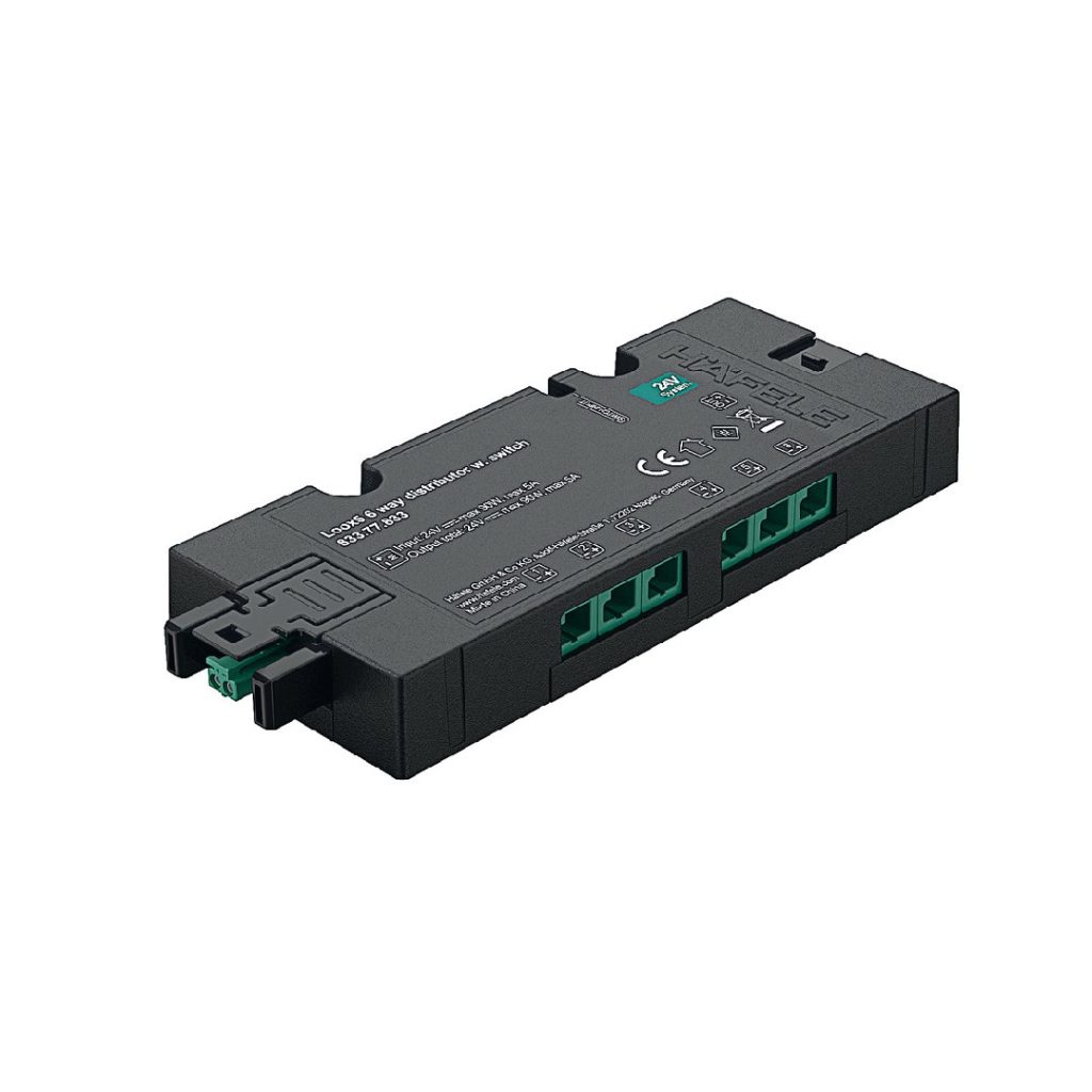 Bộ chia công tắc hộp với hộp 6 cổng ra Hafele Loox5 833.77.833