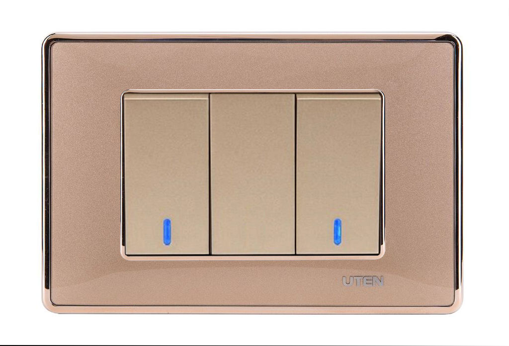 Bộ công tắc đôi 1 chiều LED Q120 D Gold