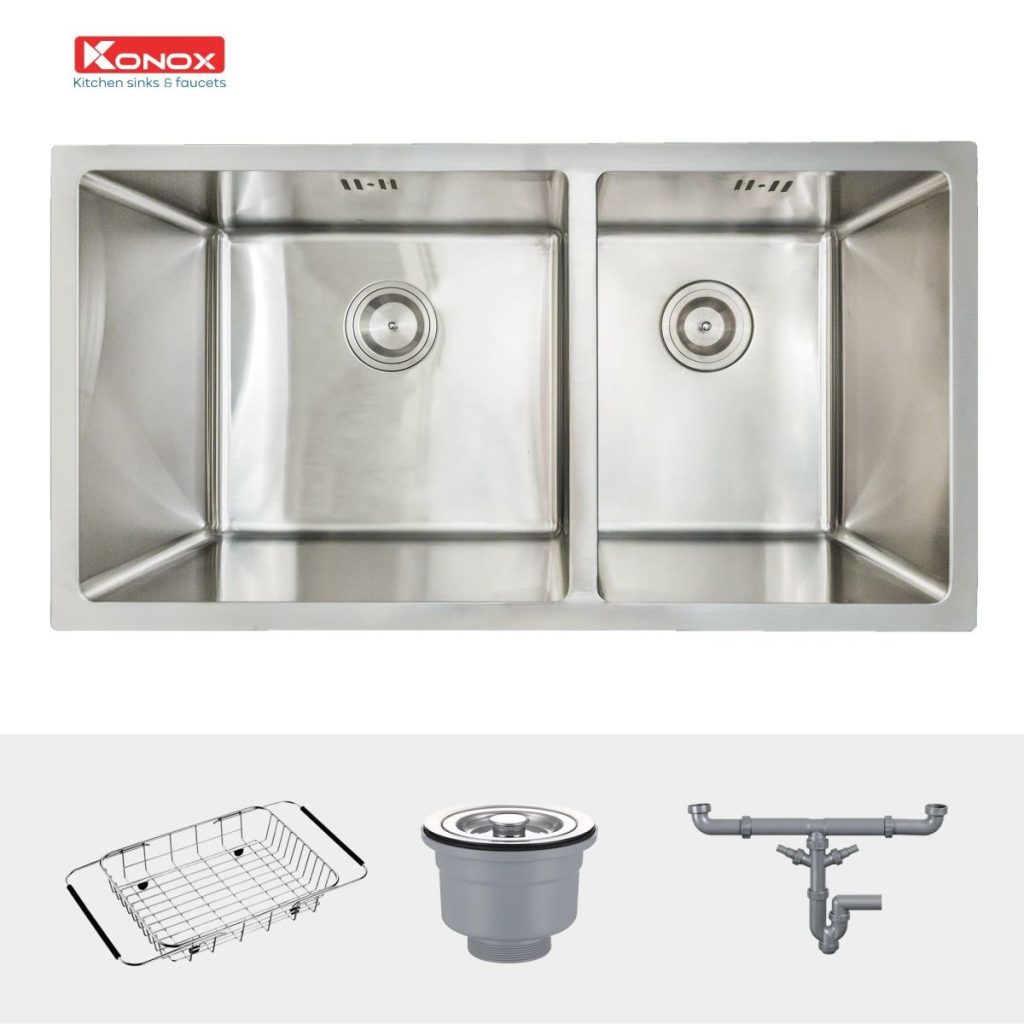 Chậu rửa bát âm bàn 2 hố lệch KN8144DU