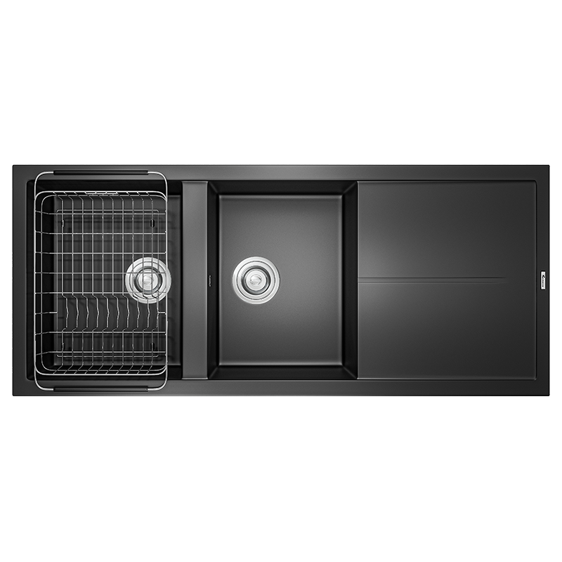 Chậu rửa bát Granite Sink Livello Smart 1160 – Black – Chậu vòi rửa bát cao cấp Konox