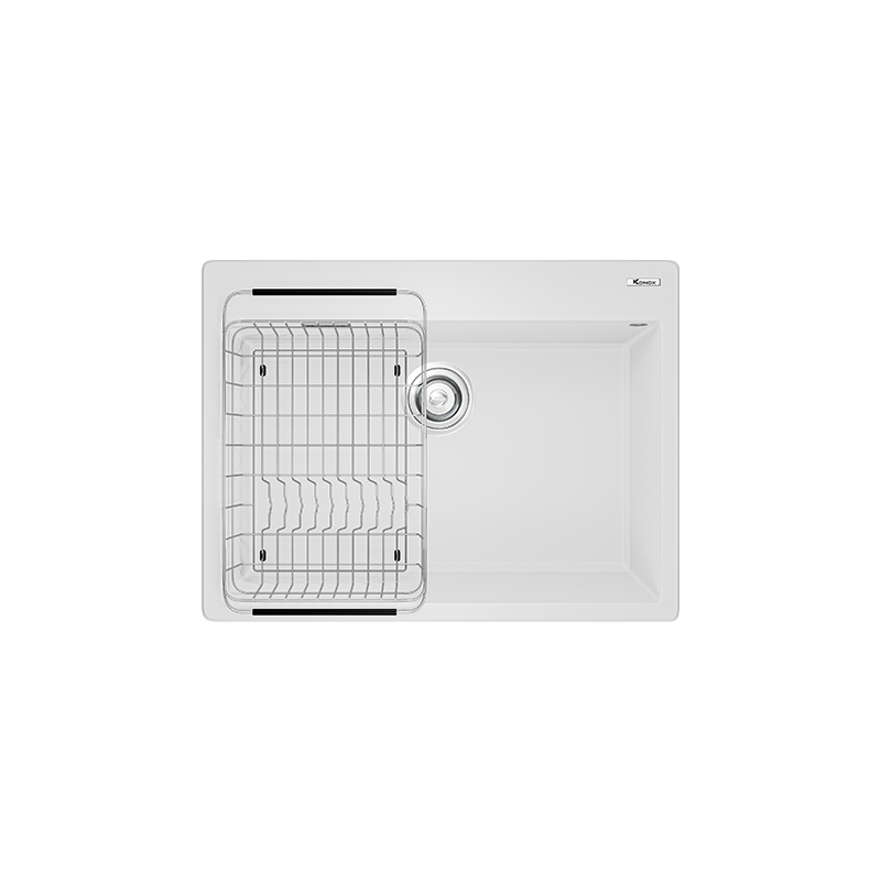 Chậu rửa bát Granite Sink Ruvita 680 – White Silver