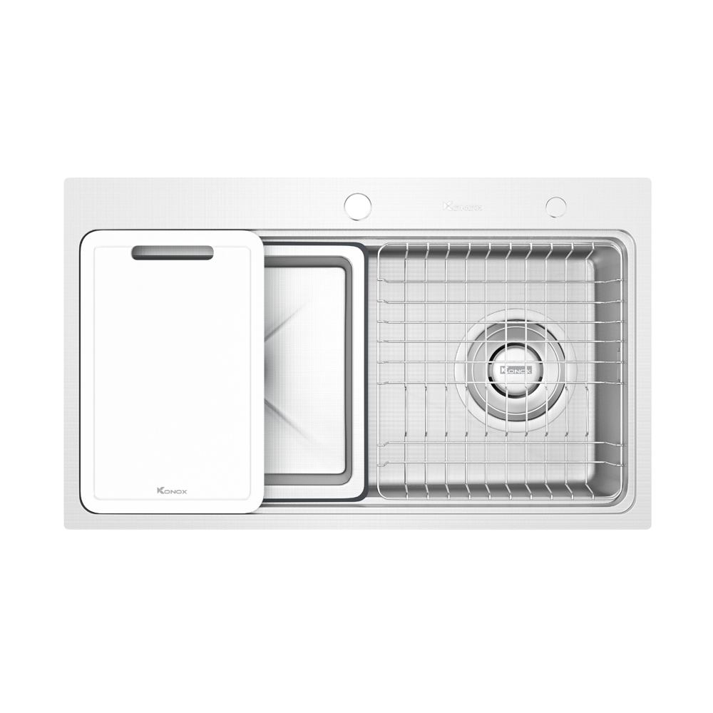 Chậu rửa bát inox 1 hố chống xước Konox KN8048TS Dekor