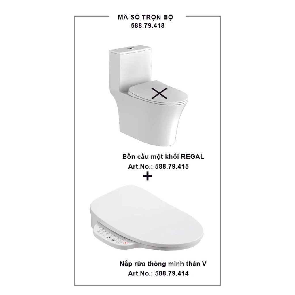 Combo Bồn cầu một khối + Nắp rửa thông minh Hafele 588.79.418