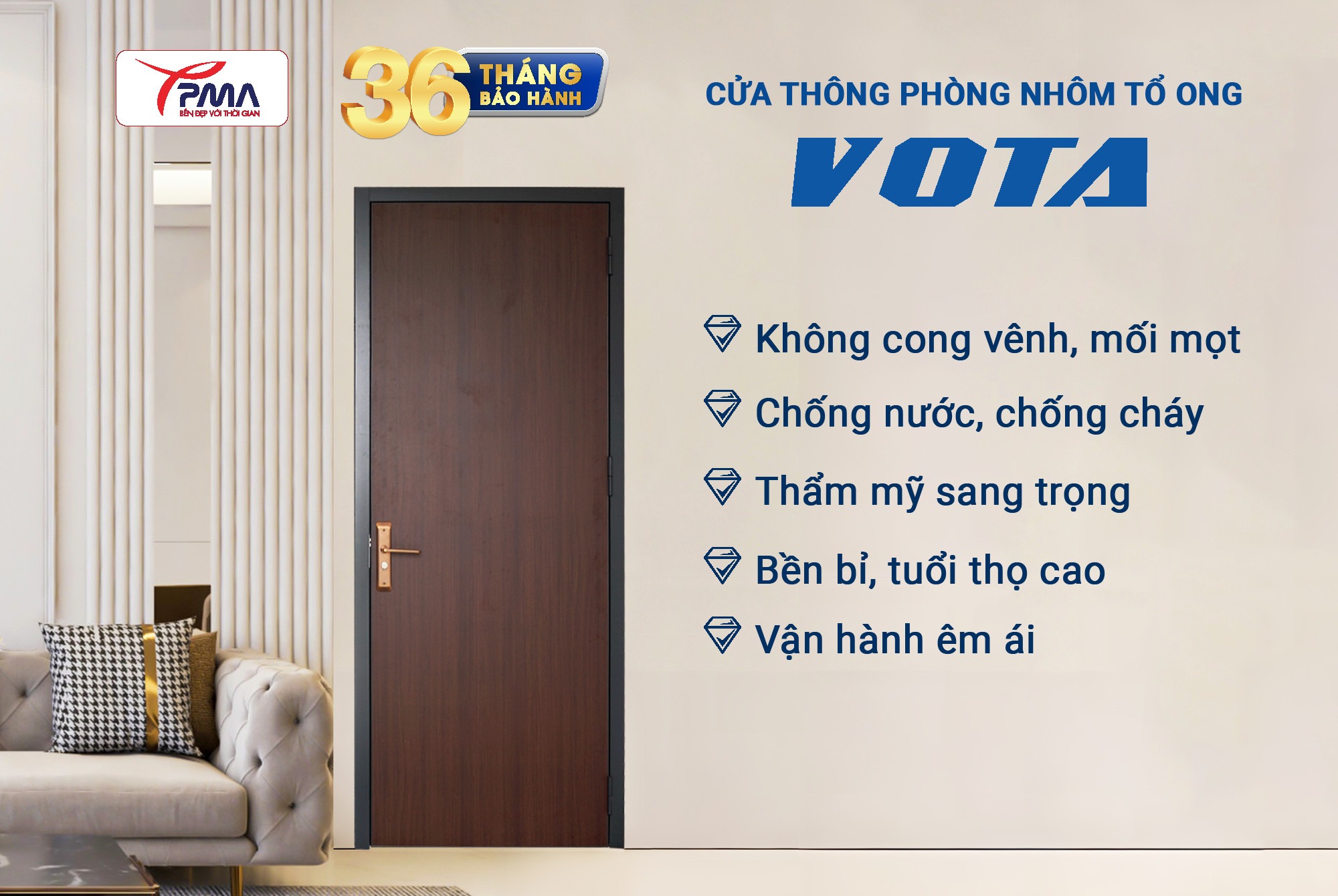 Cửa thông phòng VOTA nhôm tấm tổ ong – Xu hướng, giải pháp mới