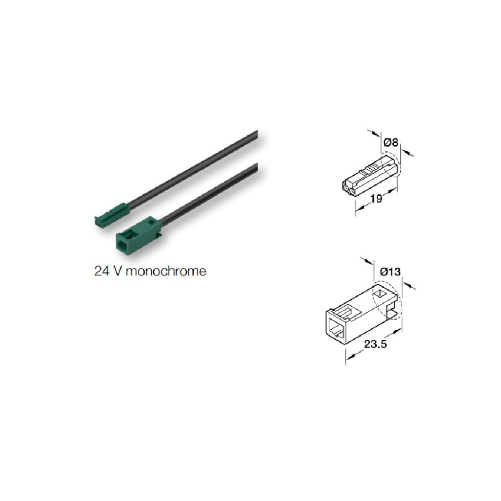 Dây nối dài cho Hafele Loox5 đèn đơn sắc 24V dài 2 mét 833.95.717