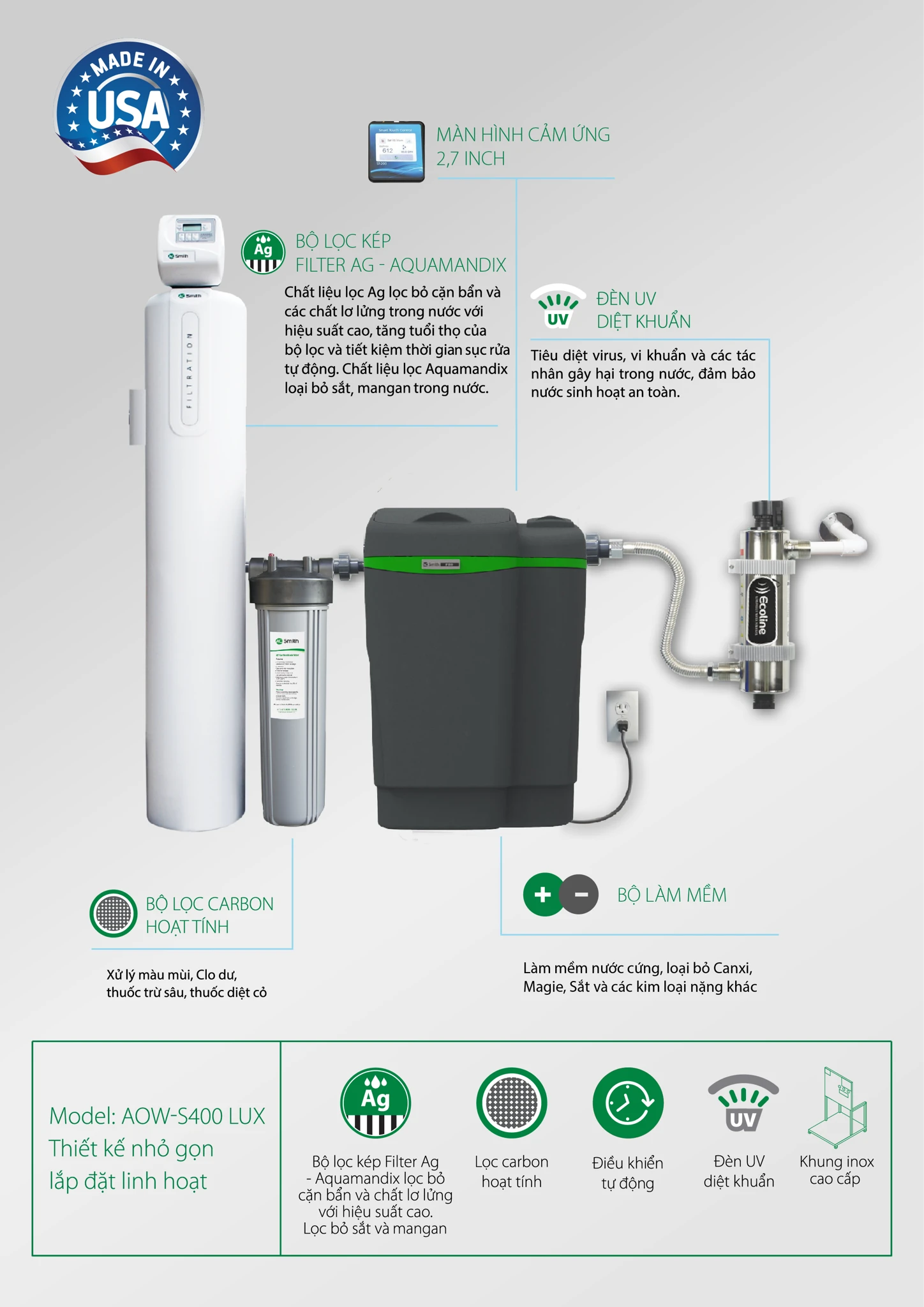 Hệ Thống Lọc Nước Đầu Nguồn AOW-S400 SERIES