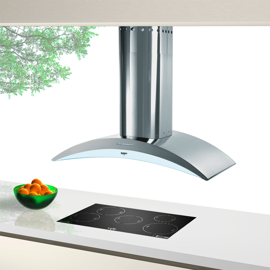 Máy hút mùi đảo kết hợp trang trí Arcadia Isola 90SG