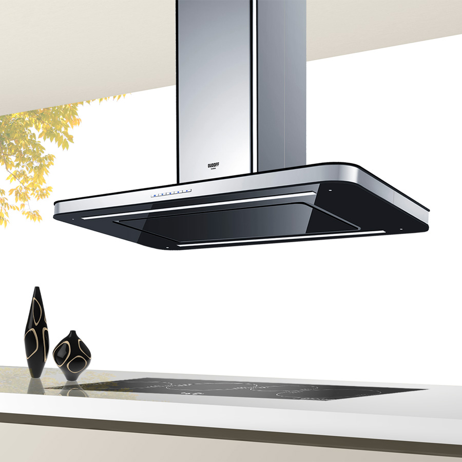 Máy hút mùi đảo kết hợp trang trí Stivia Isola 90B