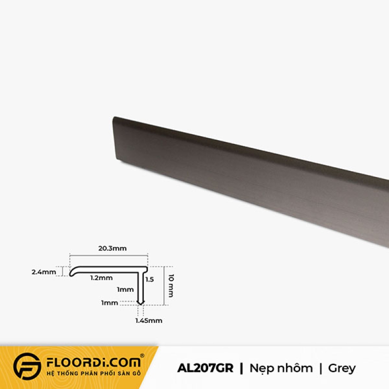 Nẹp nhôm chữ L –  AL207GR – Grey