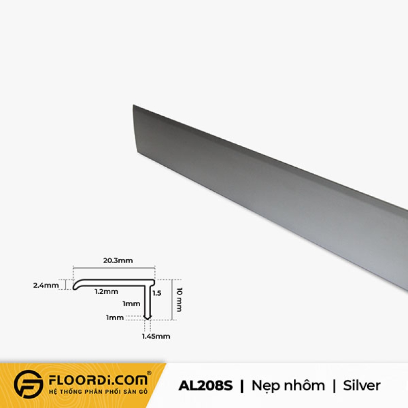 Nẹp nhôm chữ V – AL208S – Silver