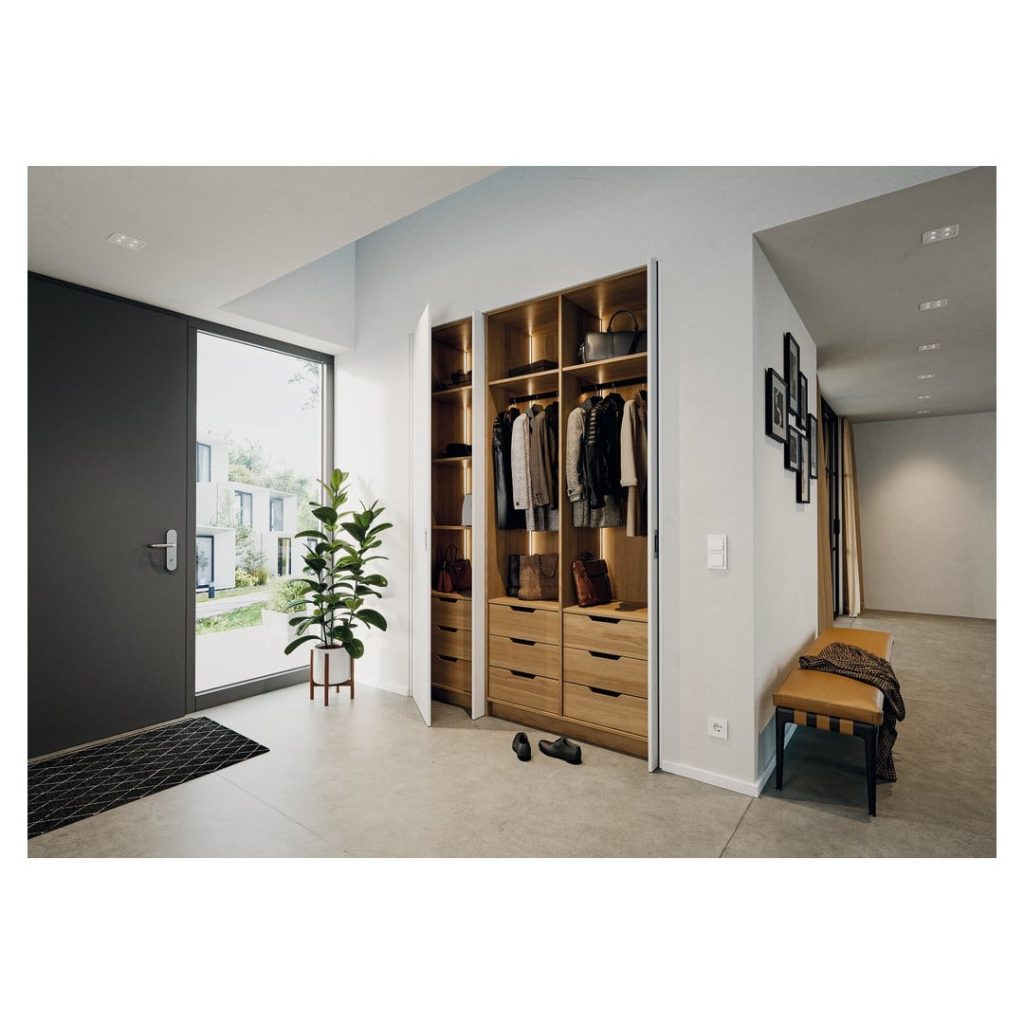 Phụ kiện cửa trượt xếp giấu cánh Hafele SLIDO F-PARK71 25B ,ray dài 600mm 408.25.005