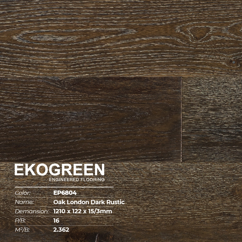 Sàn gỗ Ekogreen Premium EP6804 Oak London Dark Rustic