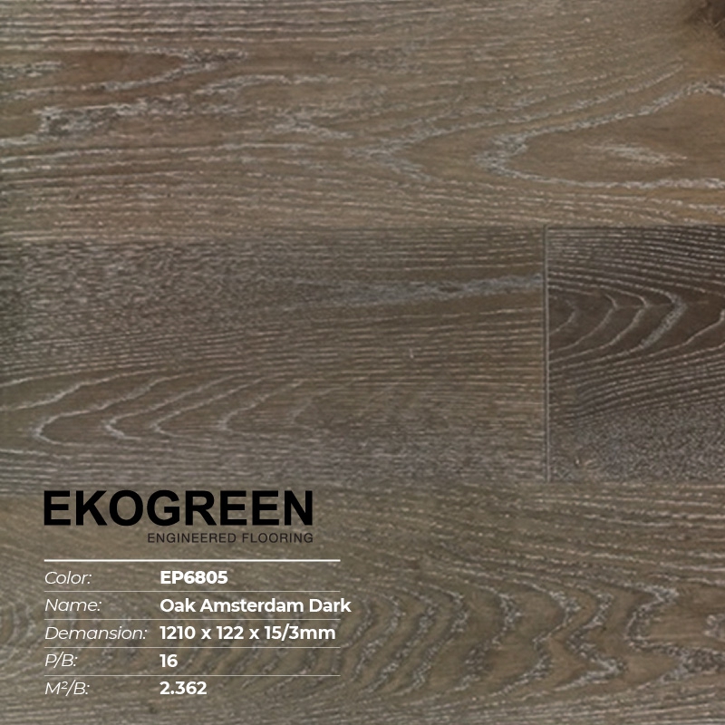 Sàn gỗ Ekogreen Premium EP6805 Oak Amsterdam Dark