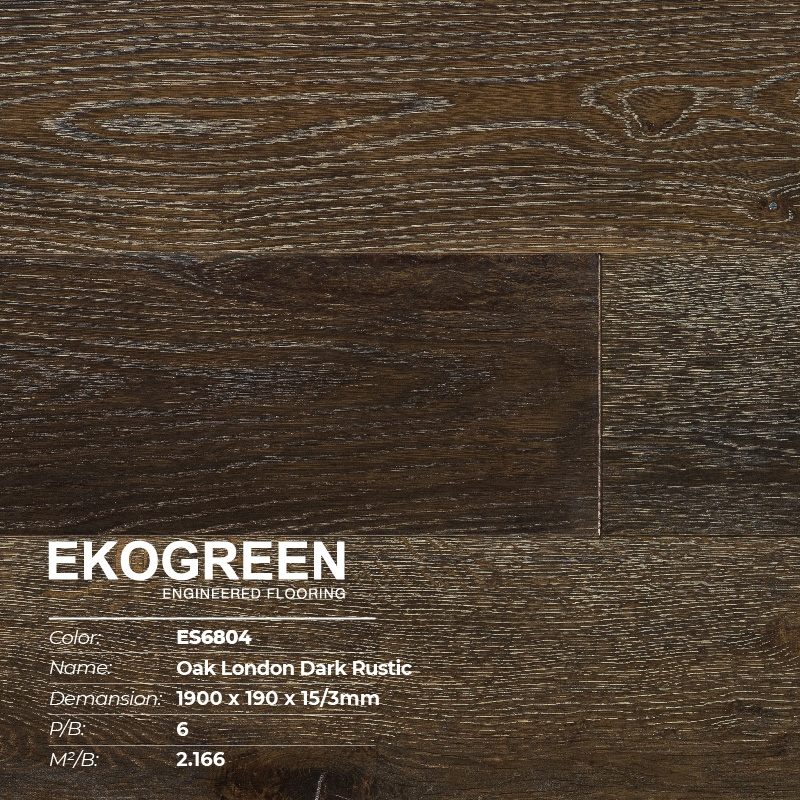 Sàn gỗ Ekogreen Signature ES6804 Oak London Dark Rustic