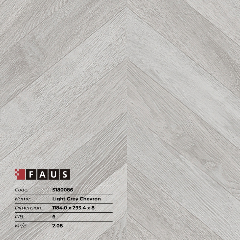 Sàn gỗ S180086 – Light Grey Chevron – 8mm