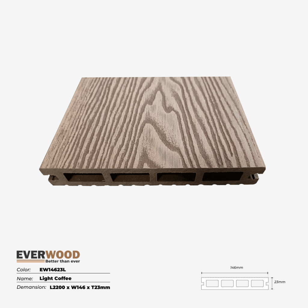 Sàn ngoài trời WPC Everwood EW14623L – Light Coffee