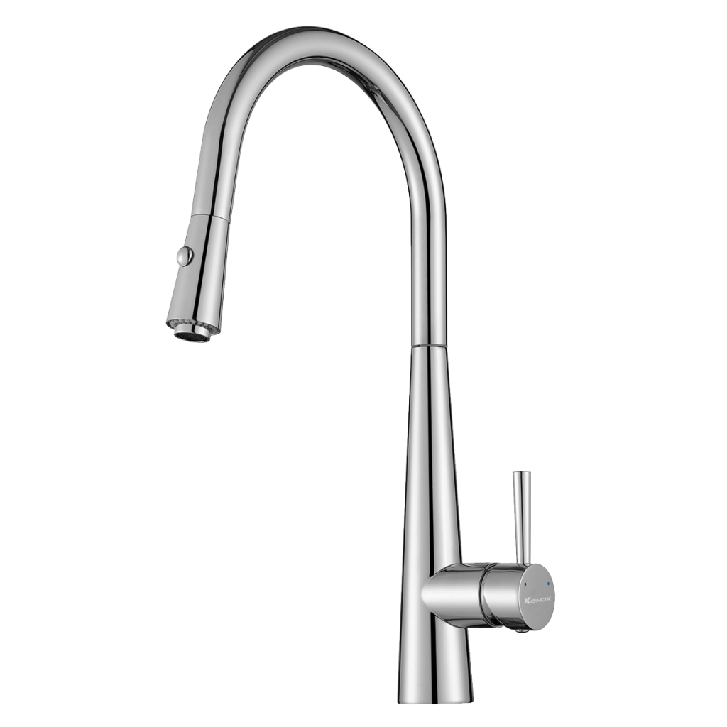 Vòi rửa bát dây rút KN1901C – Chậu vòi rửa bát cao cấp Konox
