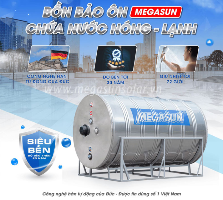Bình nước nóng 3000 lít Megasun BBO-3000-KCA