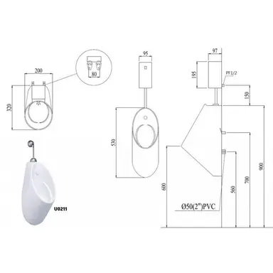 Bồn tiểu nam treo tường Caesar U0211