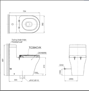 Bồn cầu một khối TOTO CW166RB-TC384CVK
