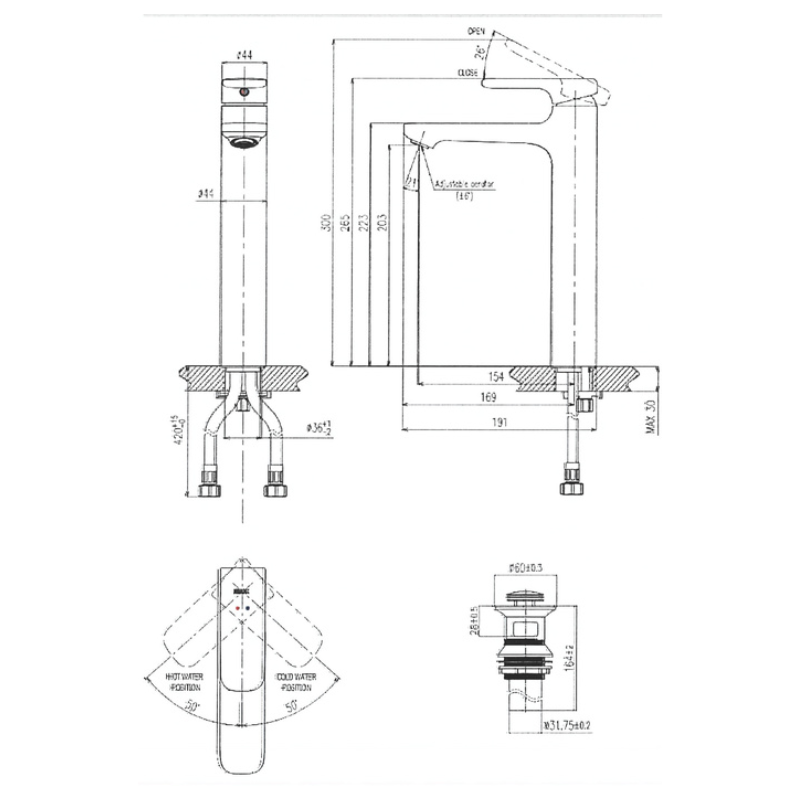 Vòi Chậu Lavabo Đặt Bàn Inax LFV-632SH-2 Nóng Lạnh (LFV632SH2)