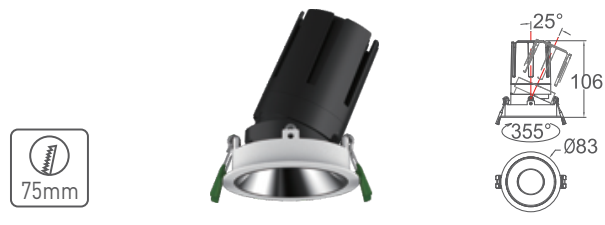Đèn led âm trần Spotlight 12W SVC-751+MD12E